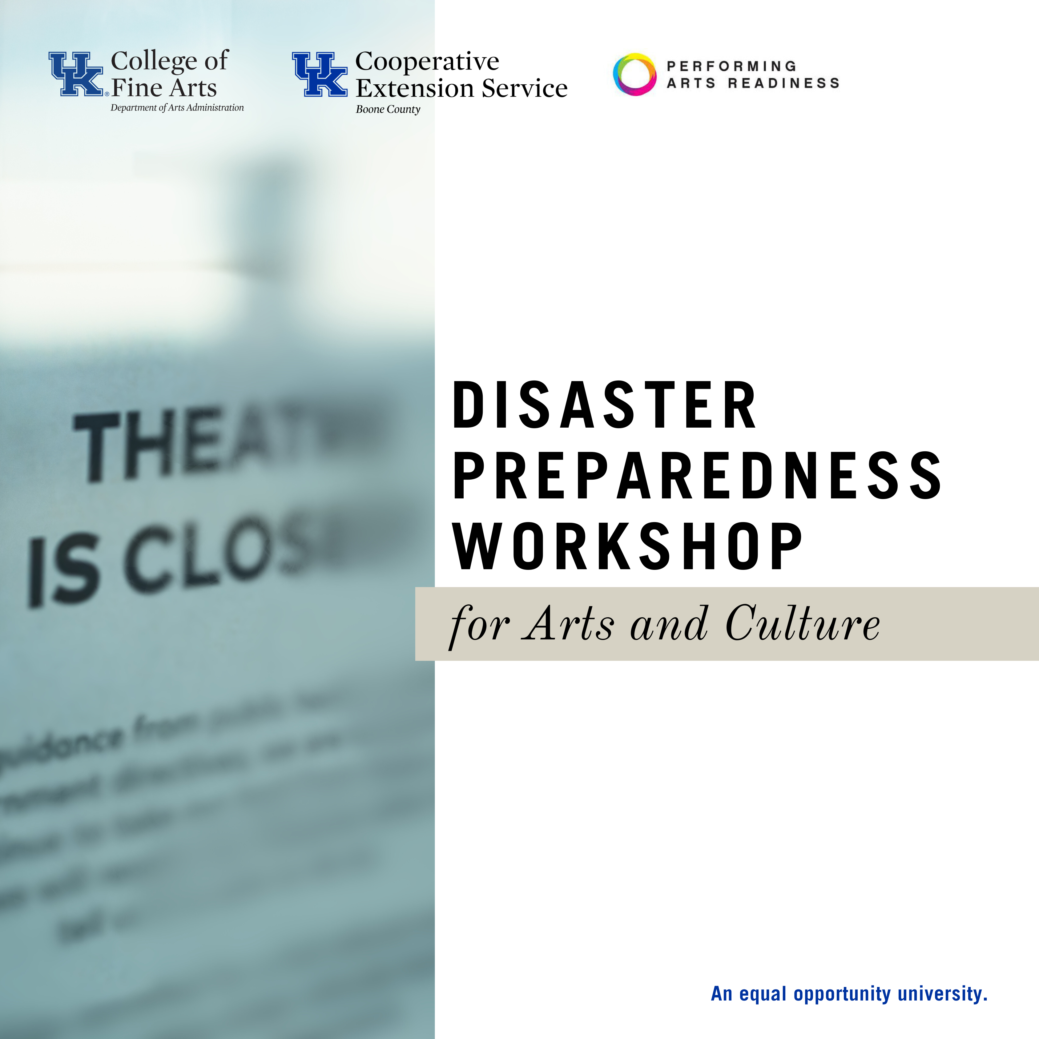 Disaster Preparedness Workshop for Arts and Culture, event advertisement